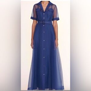STAUD Mille Dress Navy Organza